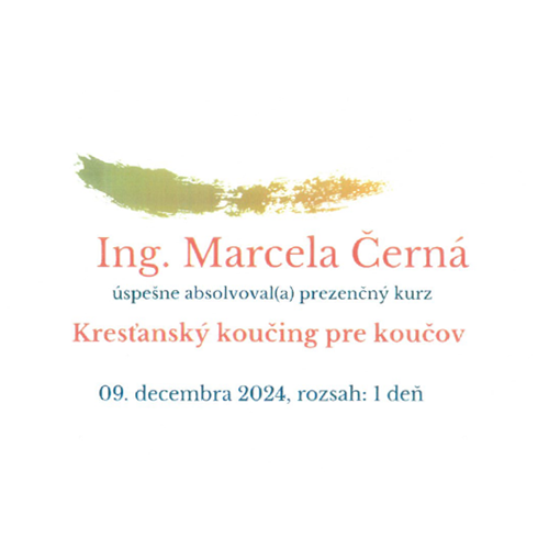 Certifikát - Kresťanský koučing