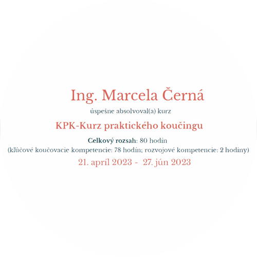 Certifikát - Kurz praktického koučingu