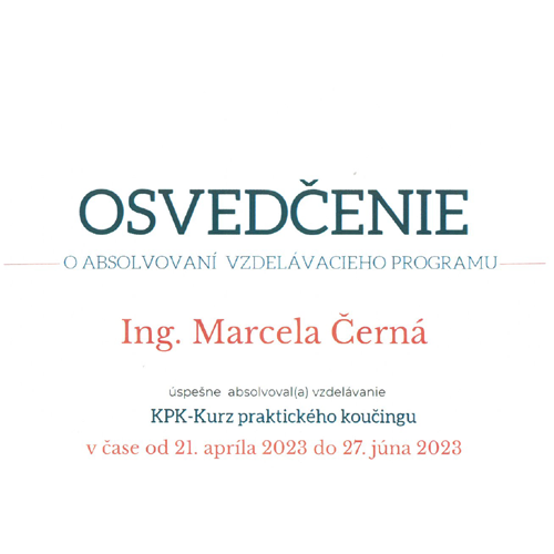 Osvedčenie - Praktický koučing